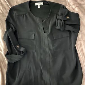 Black Cuffed Mid-Sleeve Top
